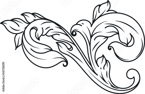 Vászonkép Baroque filigree element. Flourish victorian decorative leaf