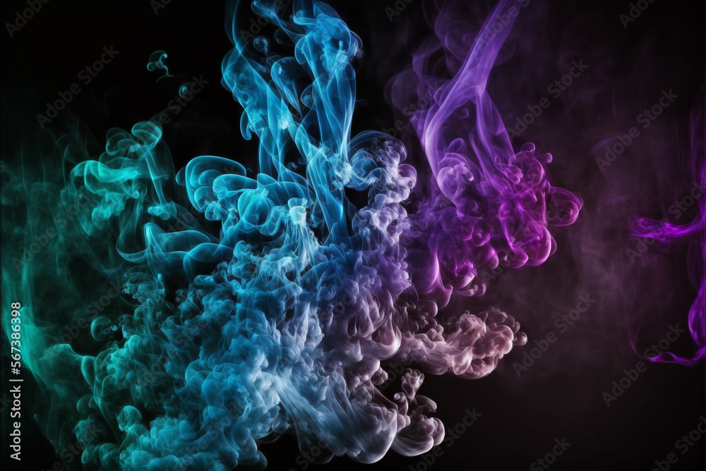 Blurred colored smoke on black background
