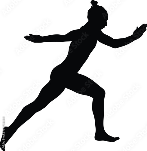 girl gymnast run up in floor exercises black silhouette