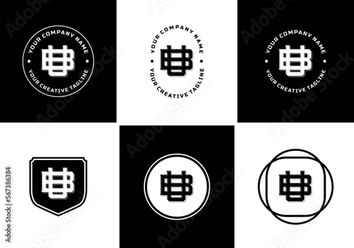 Letters BU or UB monogram template logo initial, badge design