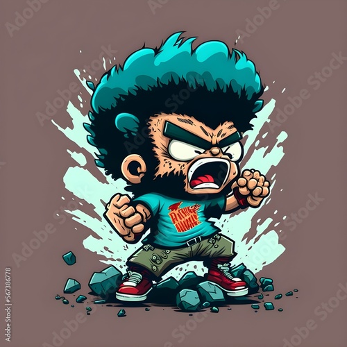 Cute living rock figure in cartoon style. T-shirt design