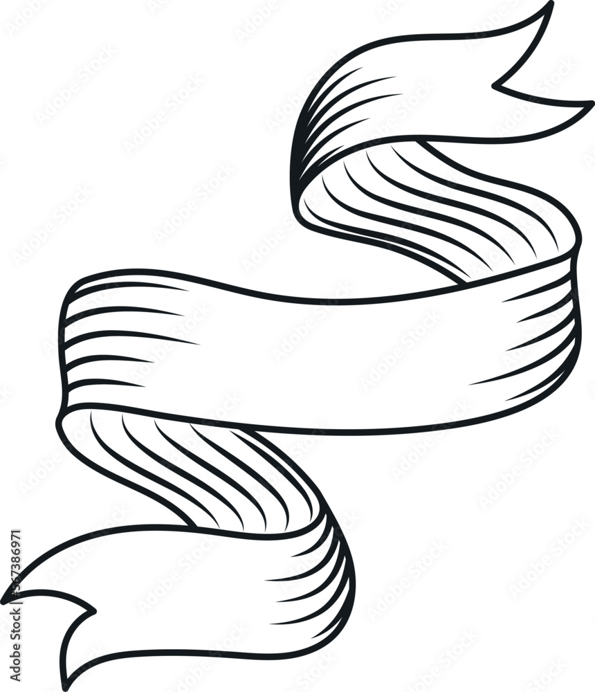 Obraz premium Waving ribbon scroll template. Vintage banner engraving