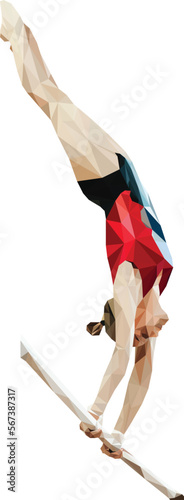 female gymnast in uneven bars is artistic gymnastics
