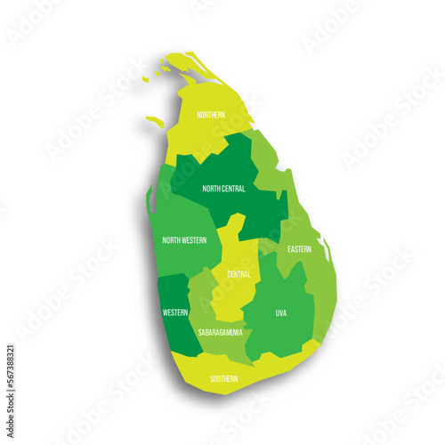 Sri Lanka political map of administrative divisions