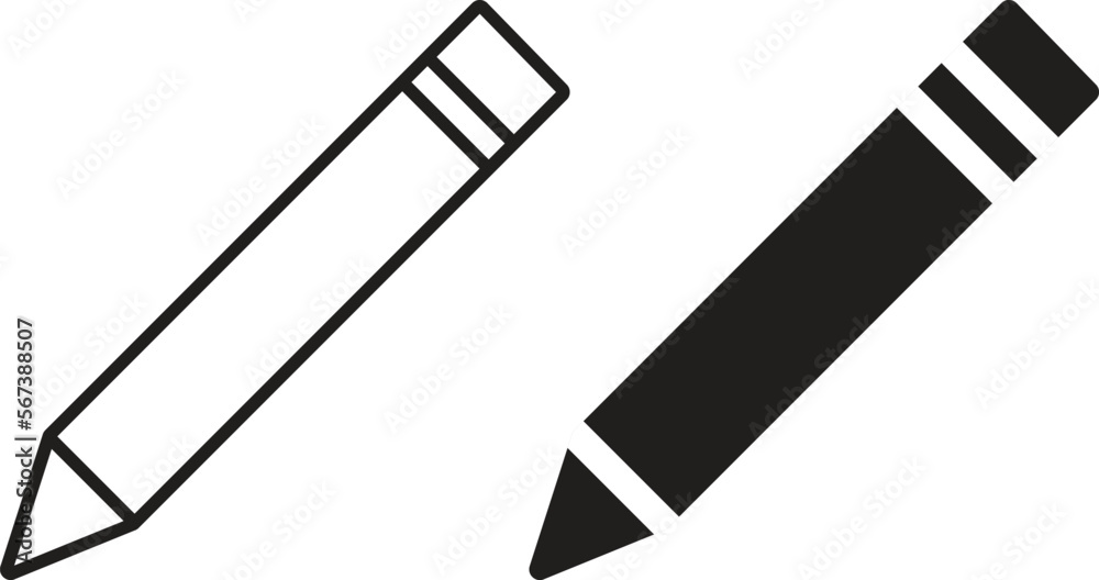 pencil icon simple trendy flat style line and solid Isolated vector ...