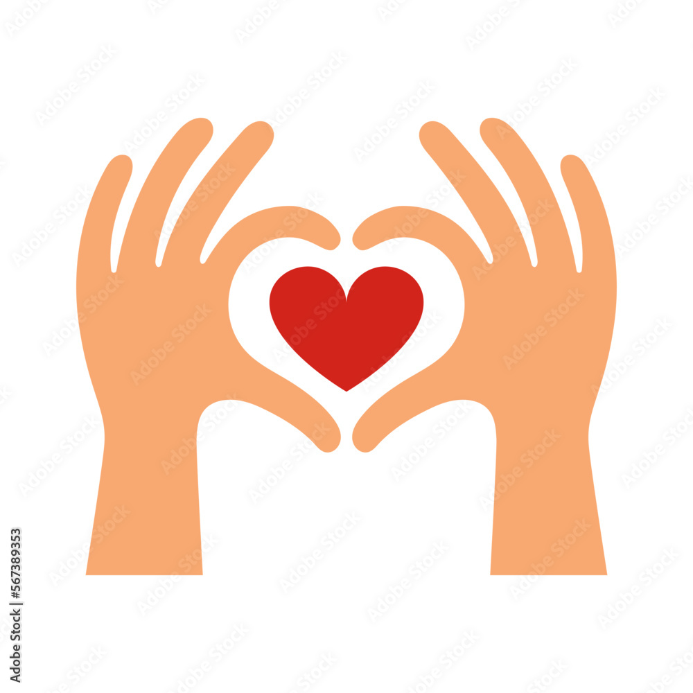 Red heart in hands. Vector illustration. Red heart in hands. Vector illustration.