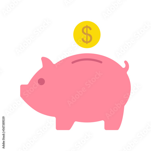 Piggy bank icon. The piggy bank saves money. Illustration.