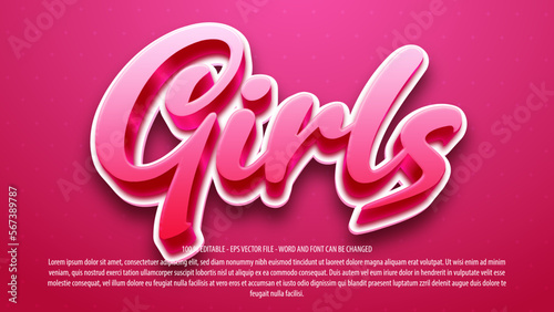 Girl 3d editable text effect