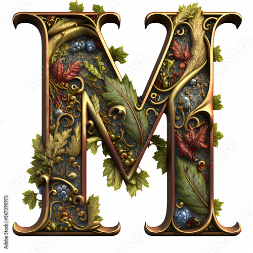 Medieval Alphabet - Letter M (Generative AI Art)