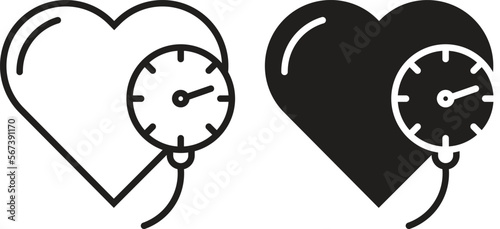 Blood pressure icon simple trendy flat style line and solid Isolated vector illustration on white background. For apps, logo, websites, symbol , UI, UX, graphic and web design. EPS 10.