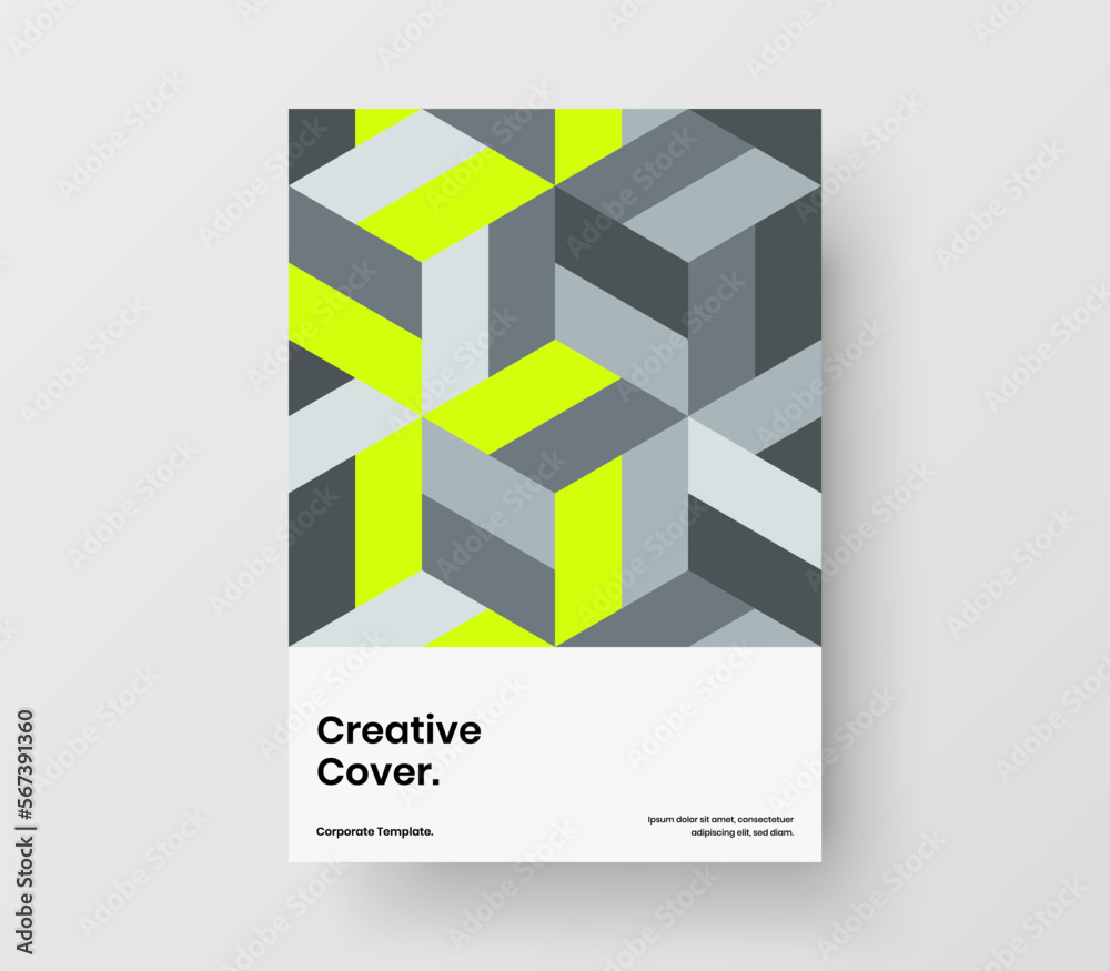 Original mosaic tiles brochure concept. Modern catalog cover design vector template.
