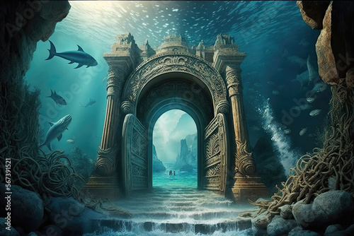 The remnants of Atlantis. Underwater structures. Lost civilization of Atlantis