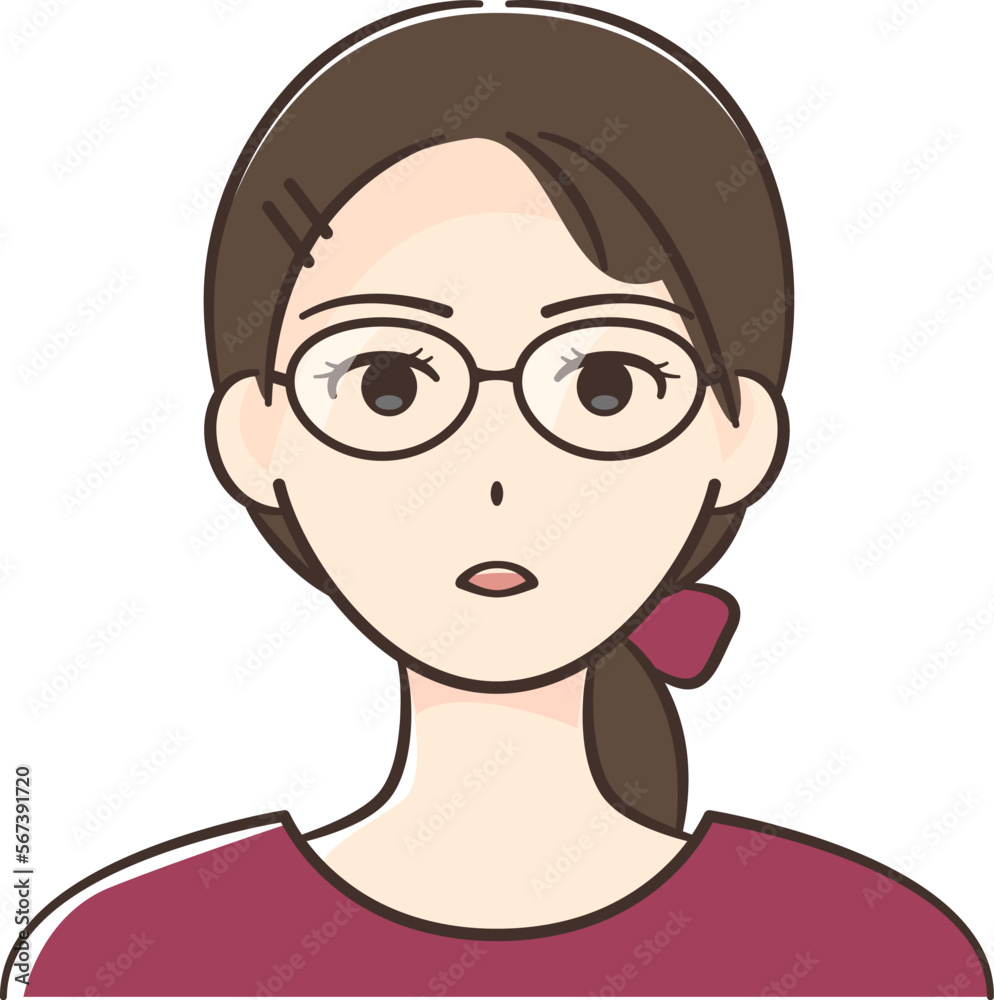 メガネをかけた若いアジア人女性の顔