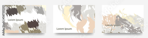 インクが飛び散ったような　羽が舞い上がるような　背景や壁紙に使える　抽象的なベクターイラスト　テンプレート長方形カードセット
