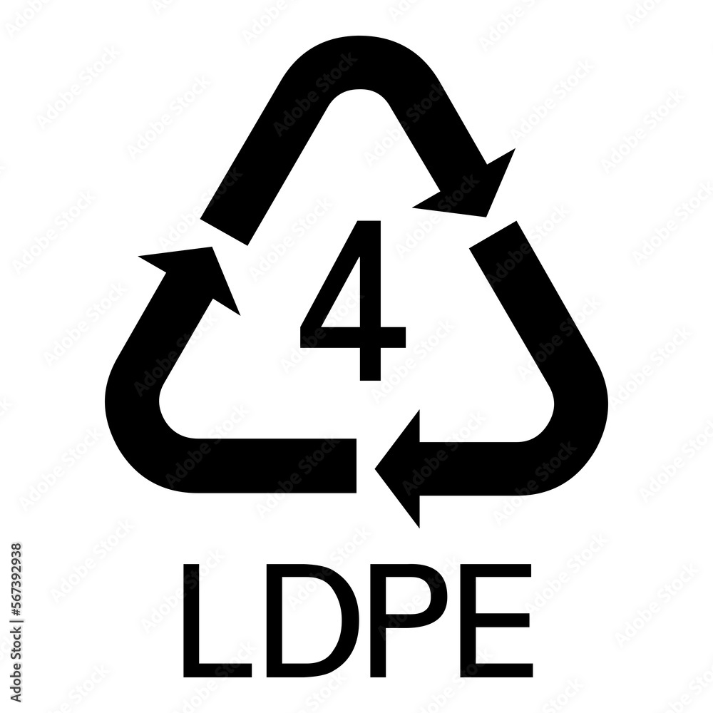 Plastic recycling code LDPE 4 symbol Plastic recycling code LDPE 4 symbol
