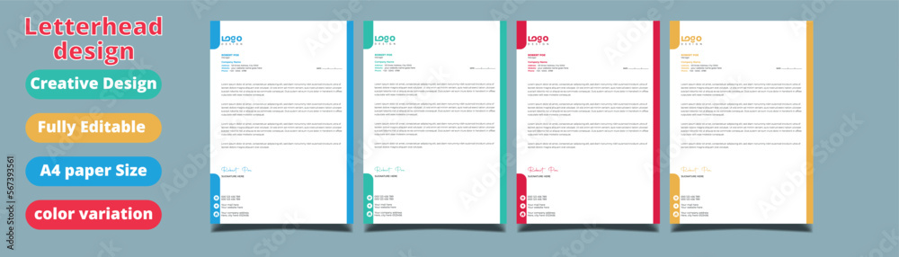 corporate modern letterhead design template with yellow, blue, green and red color. creative modern letter head design template for your project. letterhead, letter head, Business letterhead design. corporate modern letterhead design template with yellow, blue, green and red color. creative modern letter head design template for your project. letterhead, letter head, Business letterhead design.