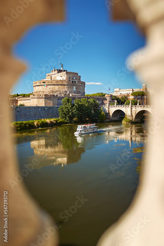 Castel Sant’Angelo in Rome. The Castle of the Holy Angel and the bridge of angels. photo