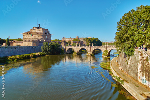 Bridges in Rome, Castel Sant'Angelo river Tiber © Radek