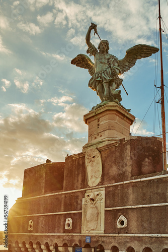 Castel Sant’Angelo in Rome. The Castle of the Holy Angel and the bridge of angels.
