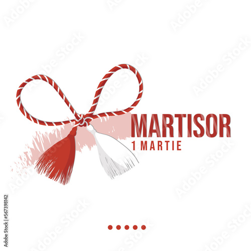 Vector Martisor, traditional accessory for holiday of early spring in Romania and Moldova. March 1