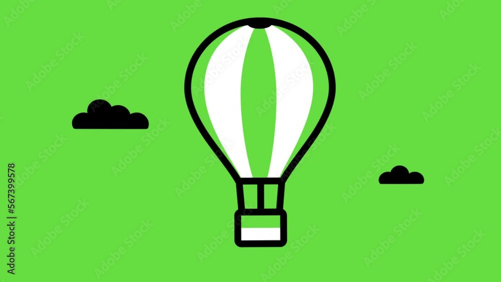 4k video of balloon icon in the clouds on green background. 4k video of balloon icon in the clouds on green background.