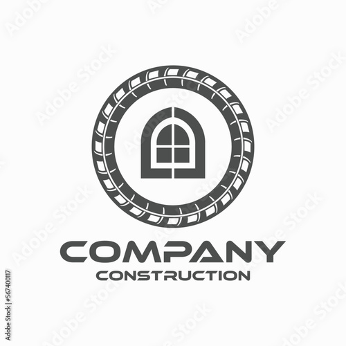 rebar concrete construction logo design vector for business building and architecture