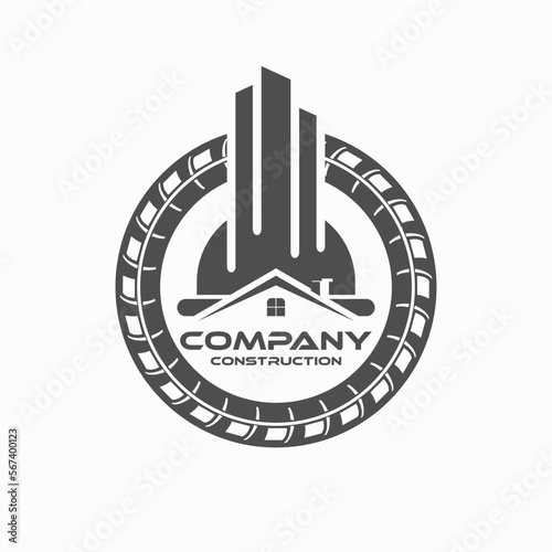 rebar concrete construction logo design vector for business building and architecture