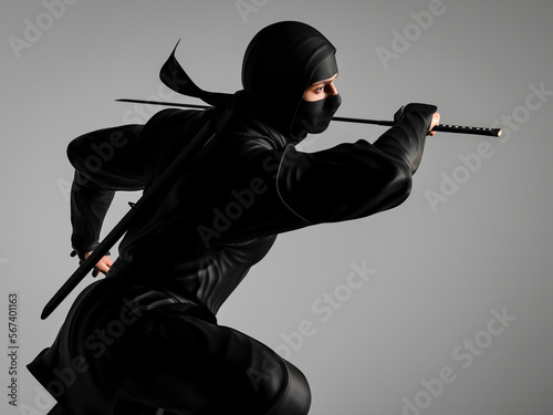 Vászonkép A ninja holding a ninja sword