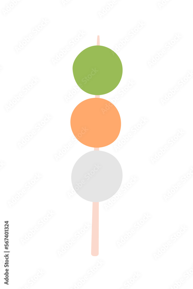 Traditional Dango Japanese dessert in form of cat isolated on white. Hanami Dango dessert with 3 colors Traditional Dango Japanese dessert in form of cat isolated on white. Hanami Dango dessert with 3 colors