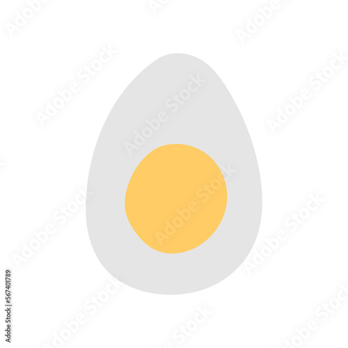 half of boiled egg flat vector doodle illustration on white background