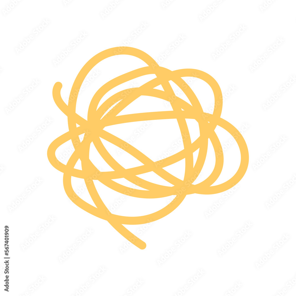 Vector illustration of noodles. Yellow spaghetti in flat doodle style Vector illustration of noodles. Yellow spaghetti in flat doodle style