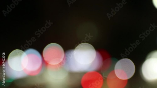 Out of focus city lights at night