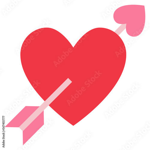 heart with arrow. vupid love flat icon illustration