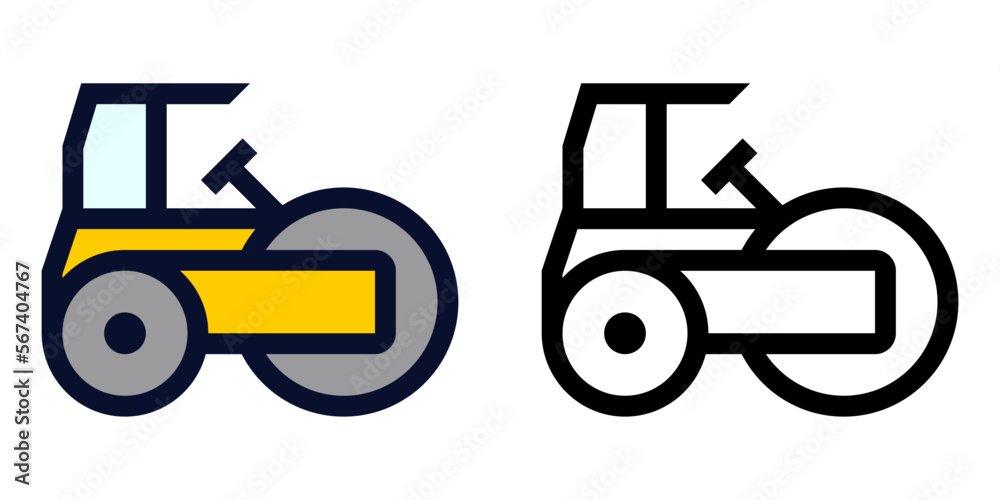 Road Roller. Color and Line Icons
Road Roller. Color and Line Icons
