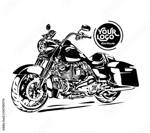 American big motorcycle silhouette vector illustration