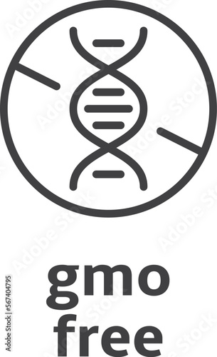 Gmo free icon. No gene modification product label