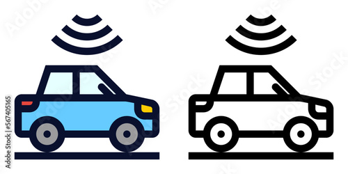 Принти на полотні Electronic Toll Collection. Color and Line Icons
