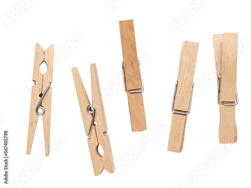 Close up of wooden clothespins, attach or hold together concept photo