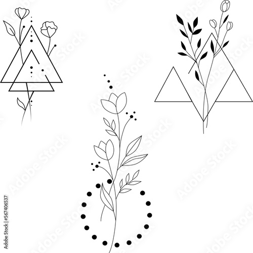 Beauty occult logo collection with geometric,magnolia,moon,star,flower.Vector illustration for icon,logo,sticker,printable and tattoo