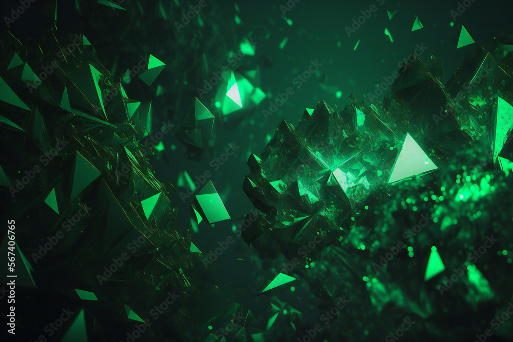 Bright Abstract Green background illustration - Vector geometric shape - can be used as texture, background or wallpaper - Green 3d elements - Generative AI. Bright Abstract Green background illustration - Vector geometric shape - can be used as texture, background or wallpaper - Green 3d elements - Generative AI.