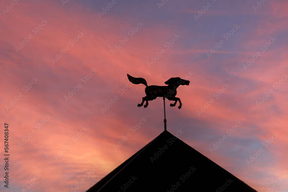 Horse Weathervane Against Sunset Sky Horse Weathervane Against Sunset Sky