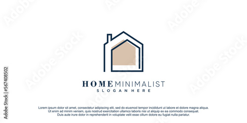 Home minimalist logo with creative lineart design icon vector illustration