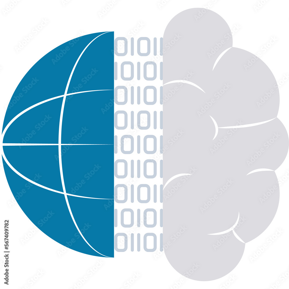 Naklejka premium half Global sphere and half brain
