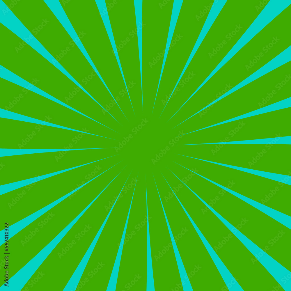 Obraz premium Green and Jade green sunburst background. Retro ray pattern background. Royalty high-quality free stock photo image of overlays sunbeams grunge Abstract backgrounds. Retro stripe pattern sunbrush