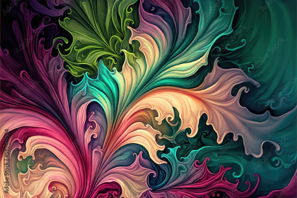 a modern art illustration of leaves combined and mixed uf with fluid colors, generative ai technology a modern art illustration of leaves combined and mixed uf with fluid colors, generative ai technology