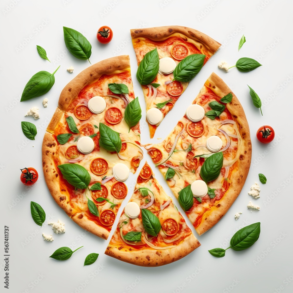 Naples pizza with tomato and basil Naples pizza with tomato and basil