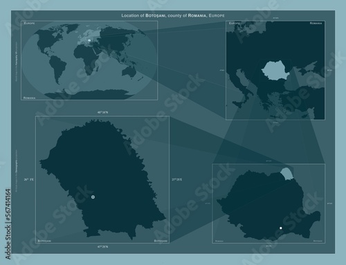 Botosani, Romania. Described location diagram photo