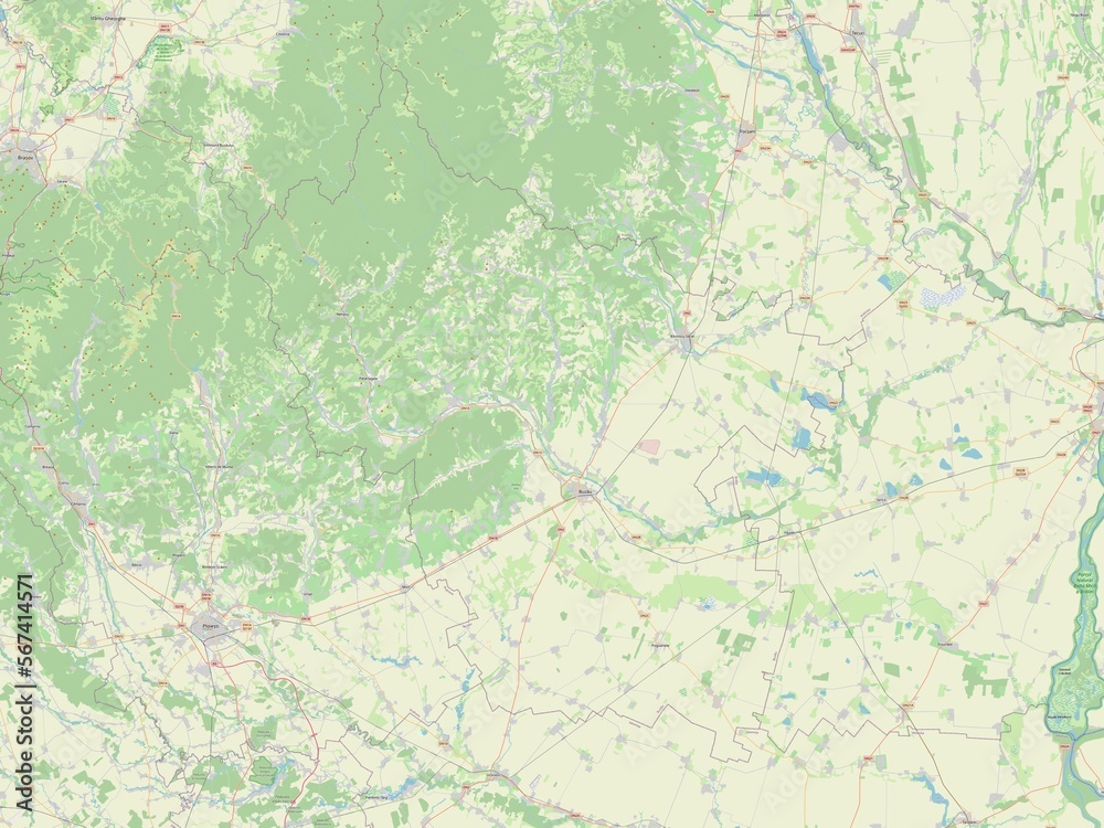 Fototapeta premium Buzau, Romania. OSM. No legend