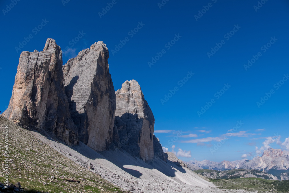 Vista de las Tres Cimas en las Dolomitas de Auronzo, en el norte de Italia 
