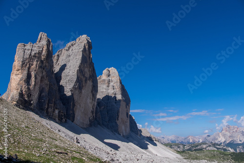 Vista de las Tres Cimas en las Dolomitas de Auronzo, en el norte de Italia 